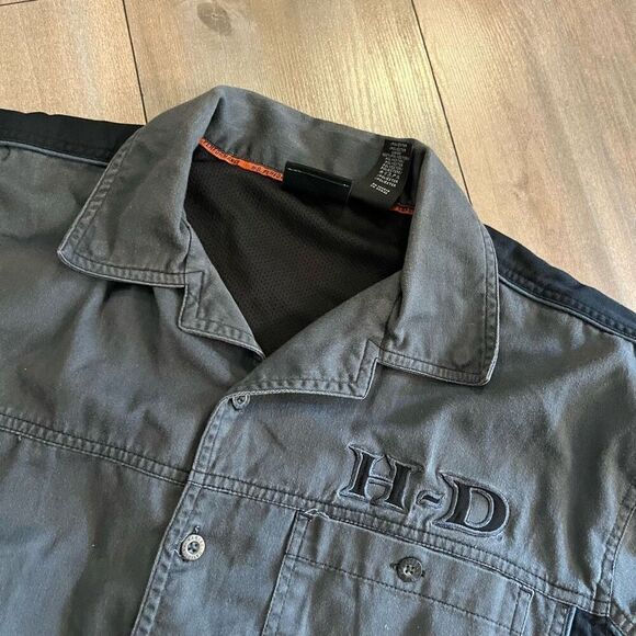 Harley Davidson Grey Buttonup Shirt Men Medium Bin G-42 - Picture 2 of 7